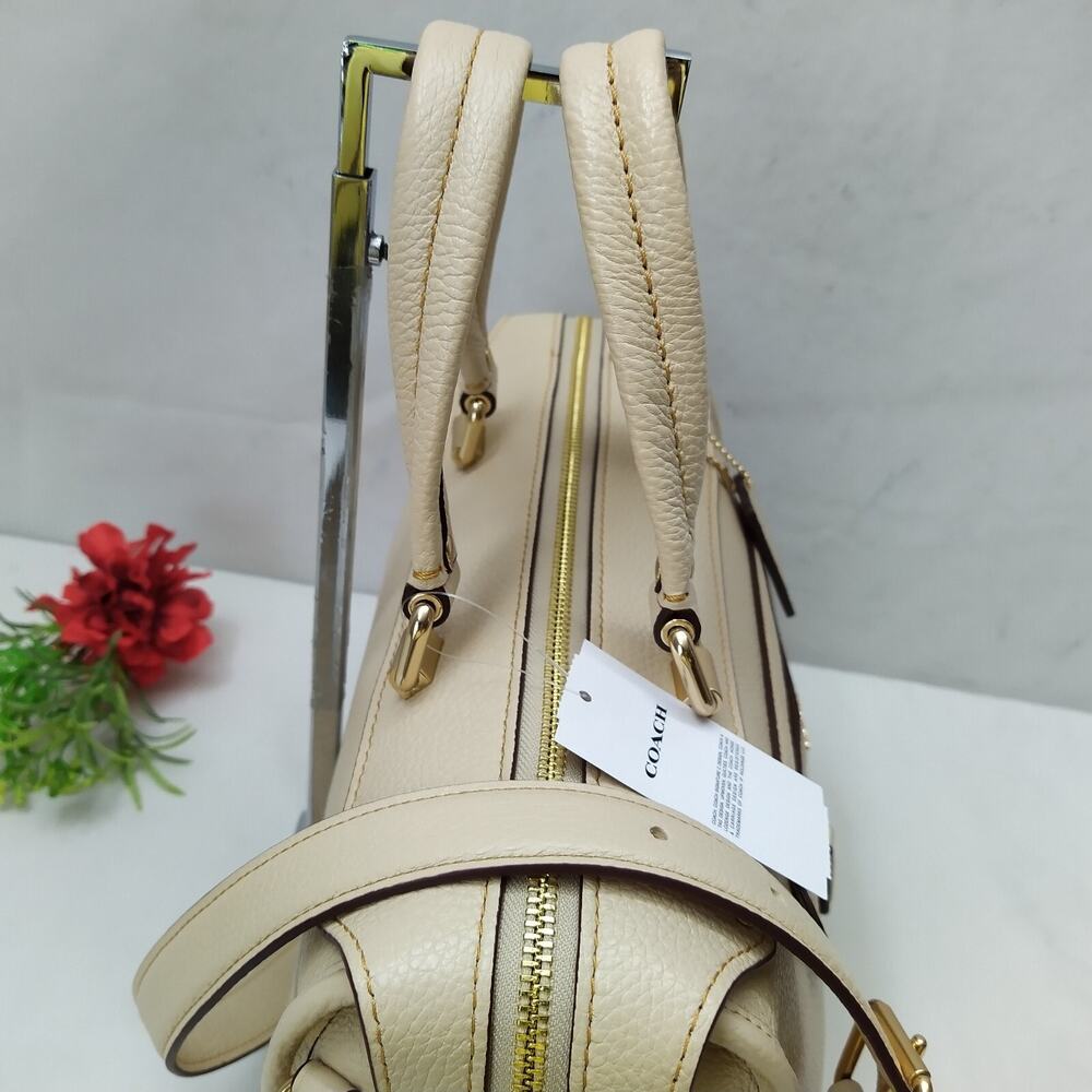 Coach Millie Ivory Pebbled Leather Top Handle Satchel Bag - NWT $550 - Picture 6 of 15